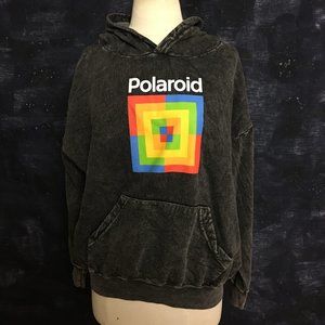 Grey Wash Polaroid Hoodie Sweatshirt Soft comfortable